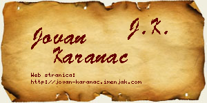 Jovan Karanac vizit kartica
